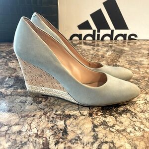 Women’s wedge summer heel. Pale Blue